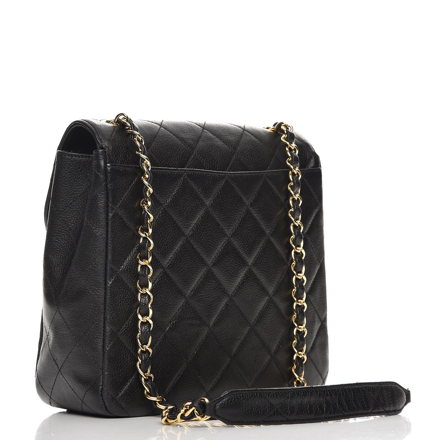 Caviar Quilted Medium Flap Shoulder Bag Black