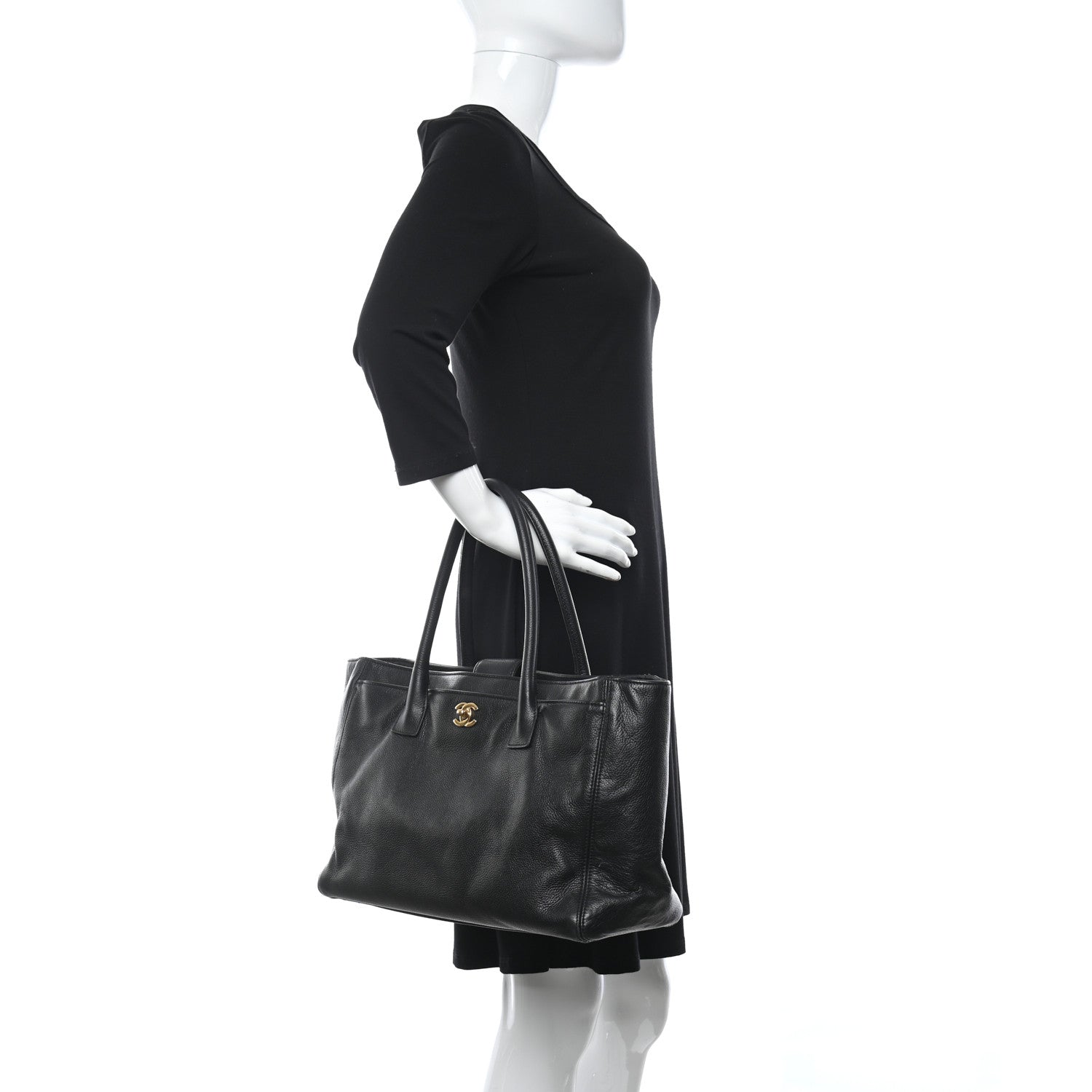 Chanel Calfskin Cerf Executive Shopper Tote Black 2 of 13