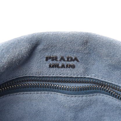 Prada Metallic Glace Calfskin Studded Etiquette Flap Silver 8 of 11
