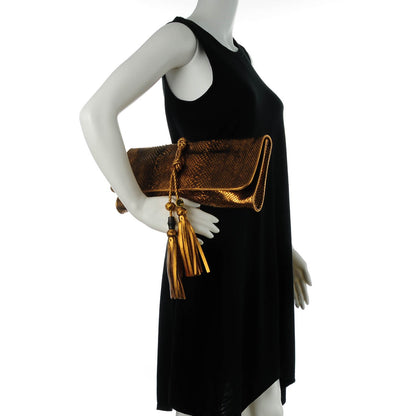 Gucci Metallic Python Malika Clutch Gold 2 of 7