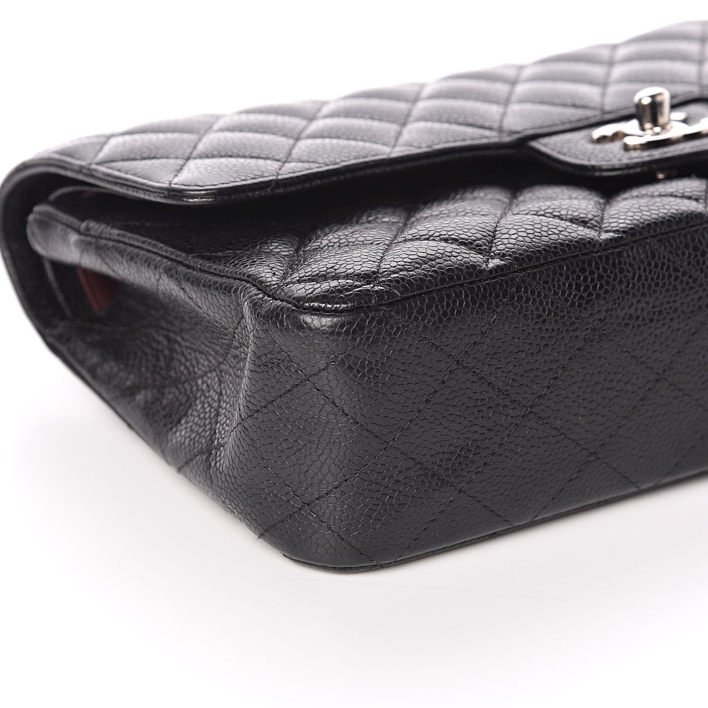 Caviar Quilted Medium Double Flap Black