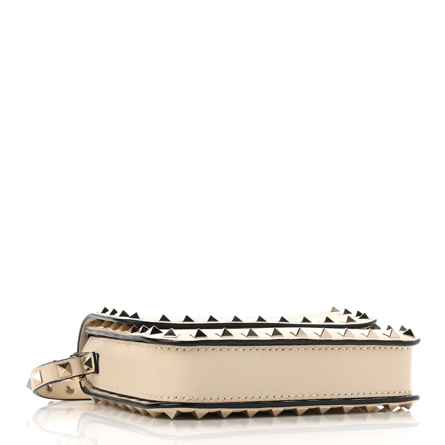 Vitello Rockstud Flap Crossbody Bag Light Ivory