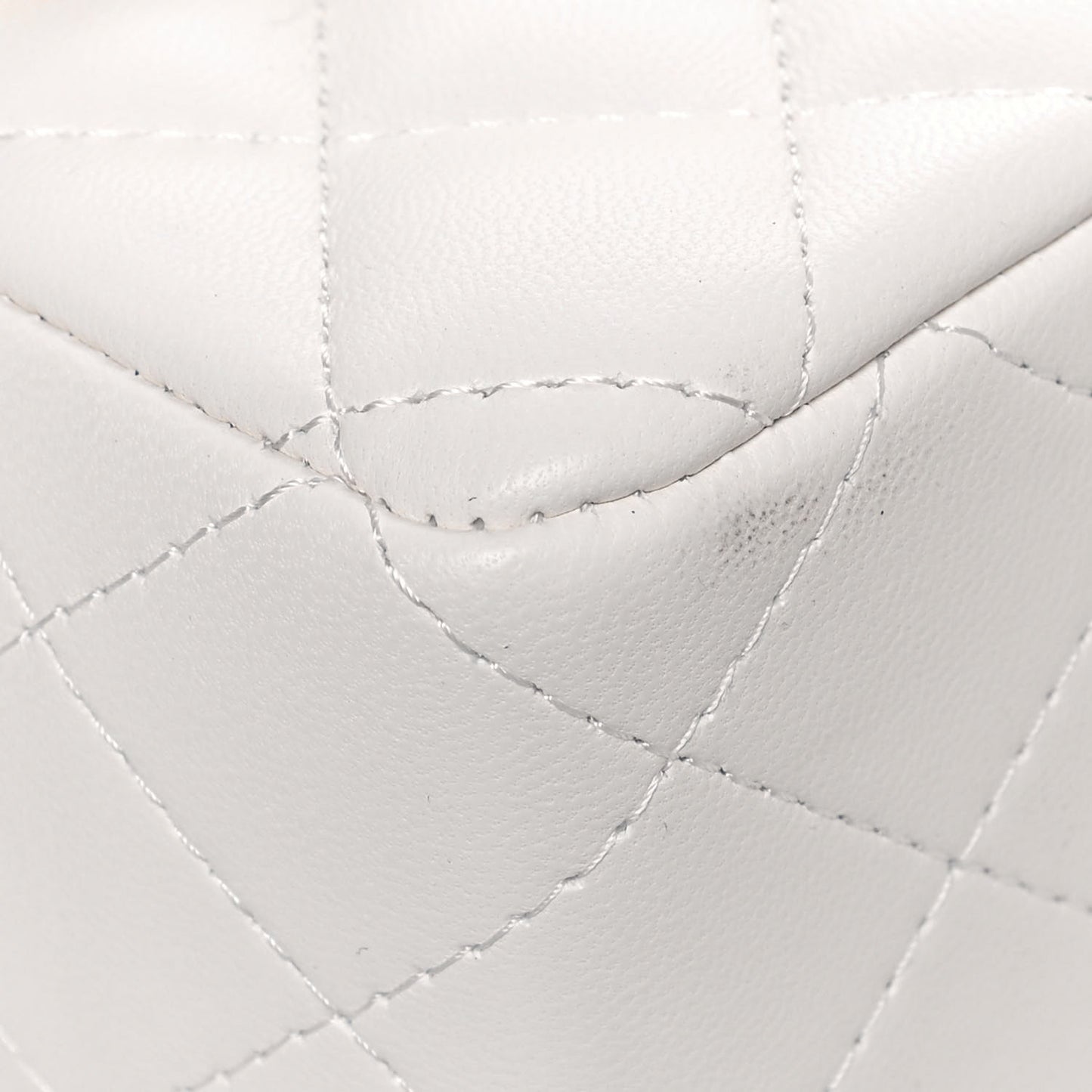 Lambskin Quilted Mini Rectangular Flap White