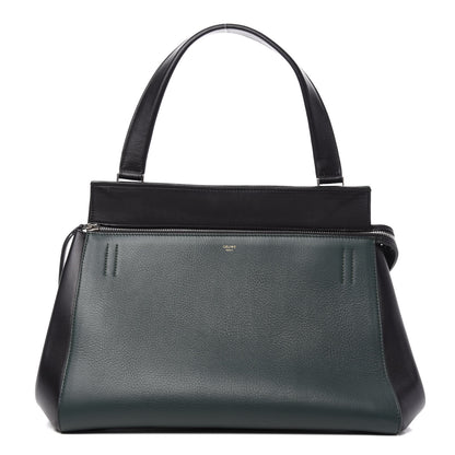 Celine Supple Calfskin Medium Bi-Color Edge Shoulder Bag Emerald 1 of 10