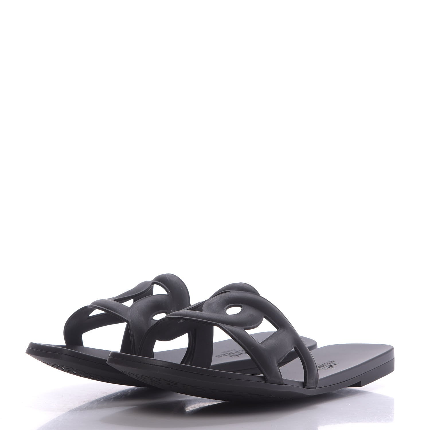 Hermes Rubber Aloha Sandals 38 Black 3 of 9