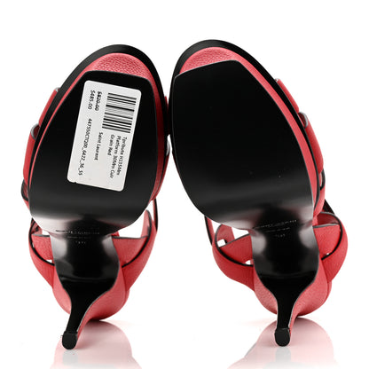 Saint Laurent Grained Calfskin Tribute 105 Platform Sandals 36 New Red 6 of 10