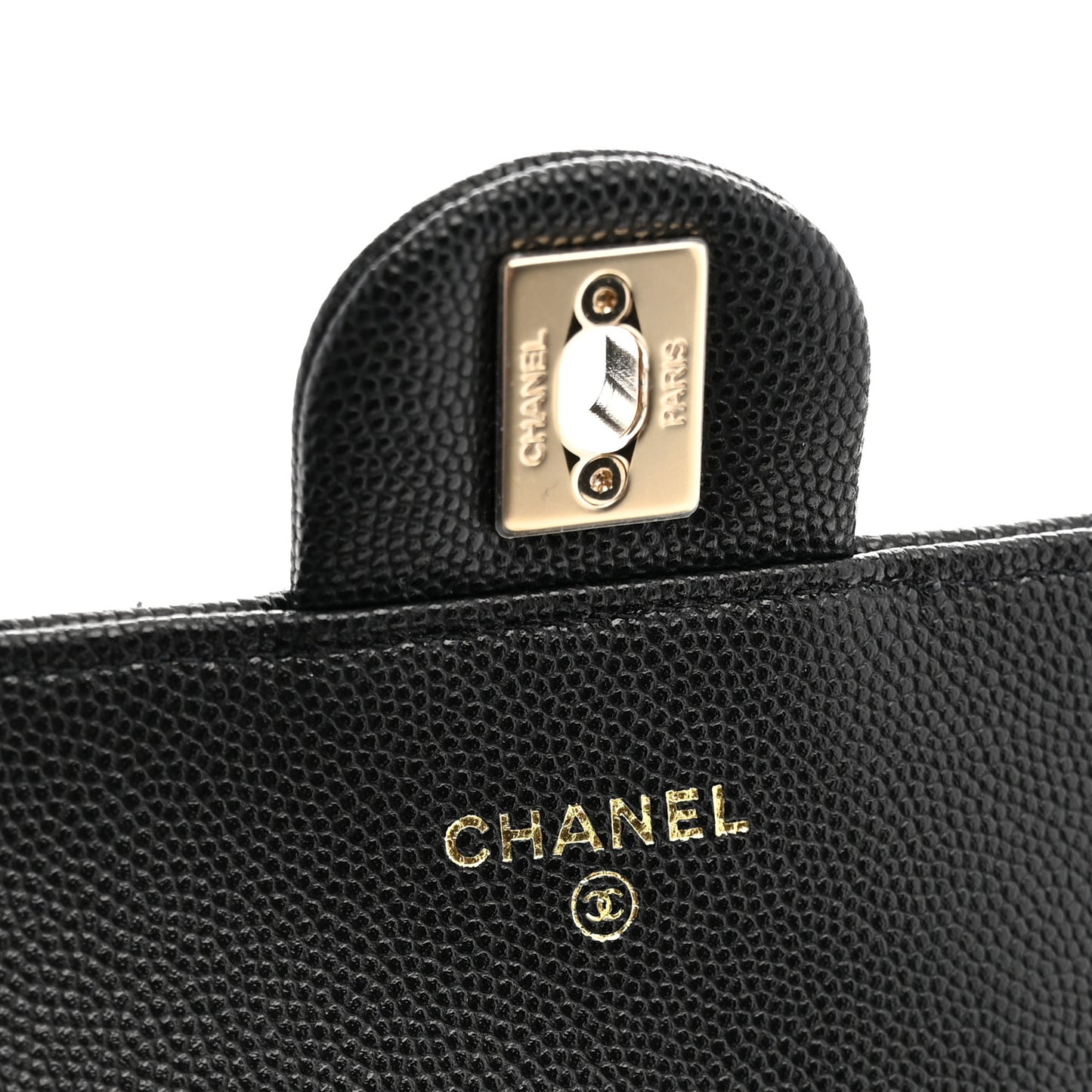 Caviar Quilted Retro Mini Twist Top Handle Clutch Flap Black
