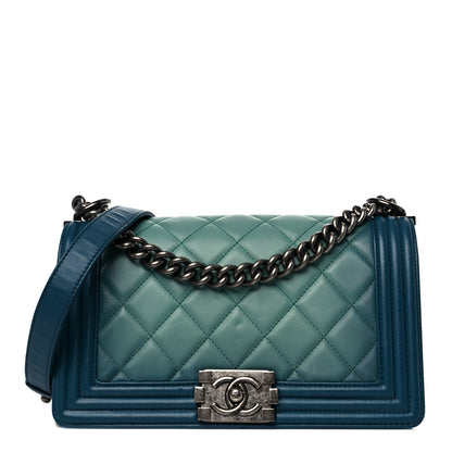 Chanel Calfskin Ombre Faded Quilted Medium Boy Flap Green 1 of 9