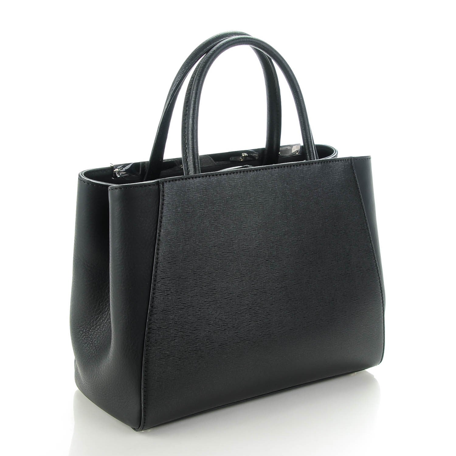 Fendi Vitello Elite Apple Studded Petite 2Jours Tote Black 3 of 7