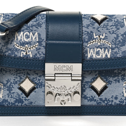 MCM Vintage Jacquard Monogram Mini Tracy Crossbody Blue 8 of 13