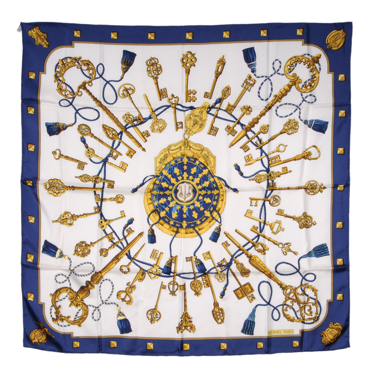 Silk Les Cles Scarf 90 Bleu