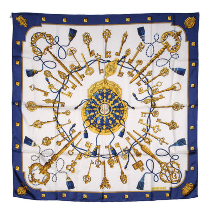 Hermes Silk Les Cles Scarf 90 Bleu 2 of 3