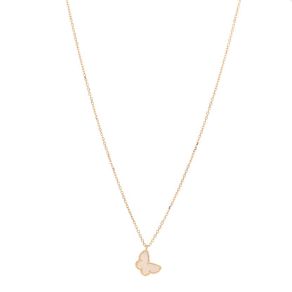 Van Cleef & Arpels 18K Yellow Gold Mother of Pearl Sweet Alhambra Butterfly Pendant Necklace 1 of 6
