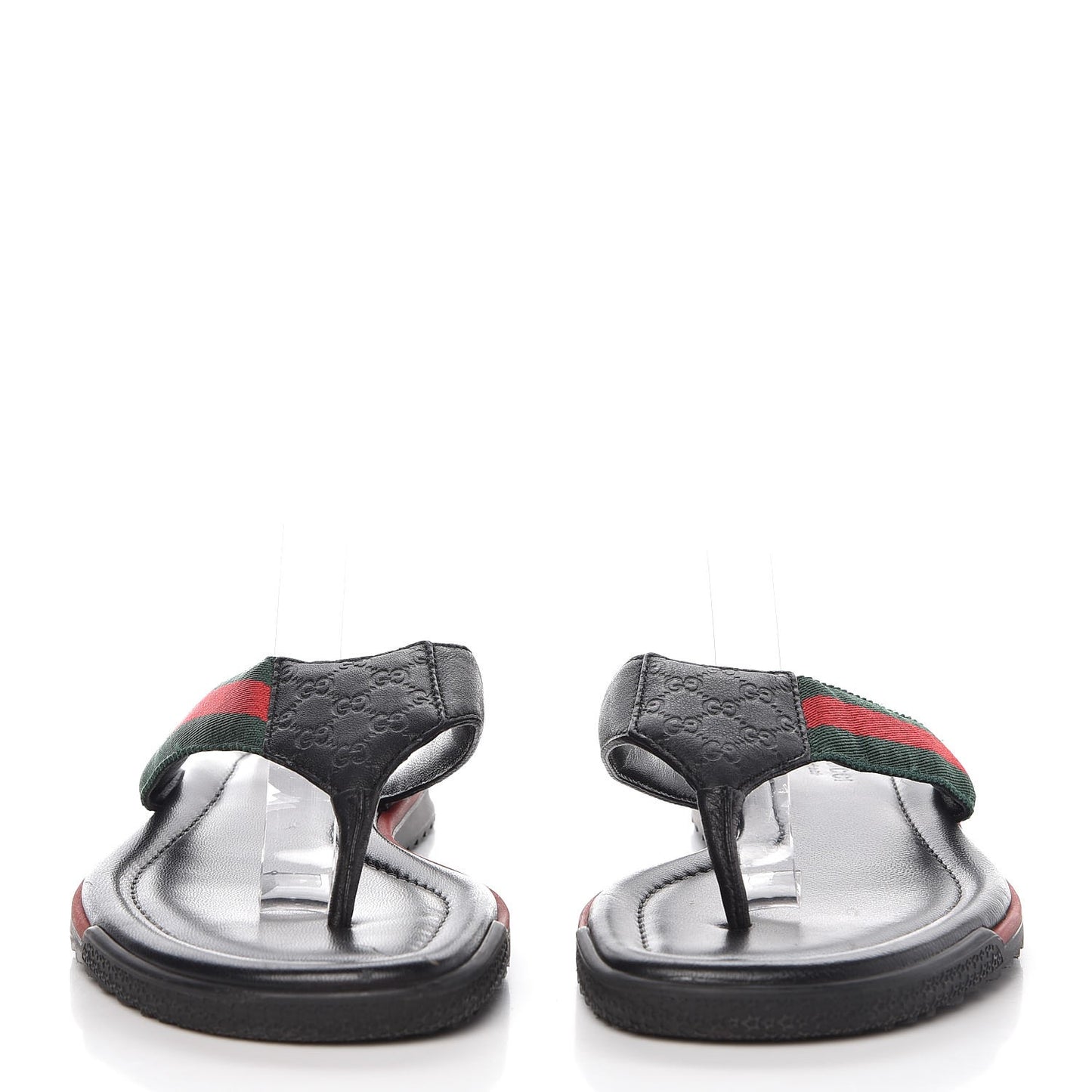 Nappa Nylon Guccissima Web Womens Thong Sandals 37 Green Red Black