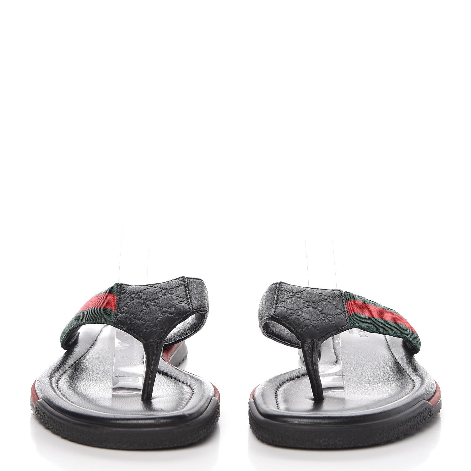Gucci Nappa Nylon Guccissima Web Womens Thong Sandals 37 Green Red Black 2 of 11