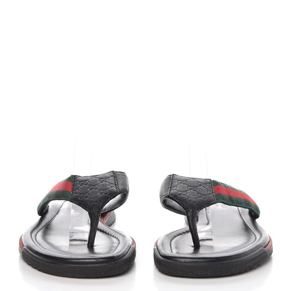 Gucci Nappa Nylon Guccissima Web Womens Thong Sandals 37 Green Red Black 2 of 11
