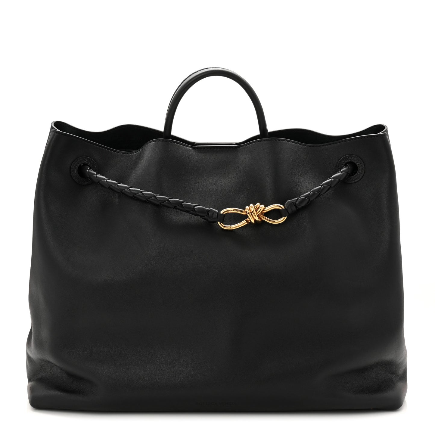 Silky Calfskin Large Andiamo Shoulder Bag Black