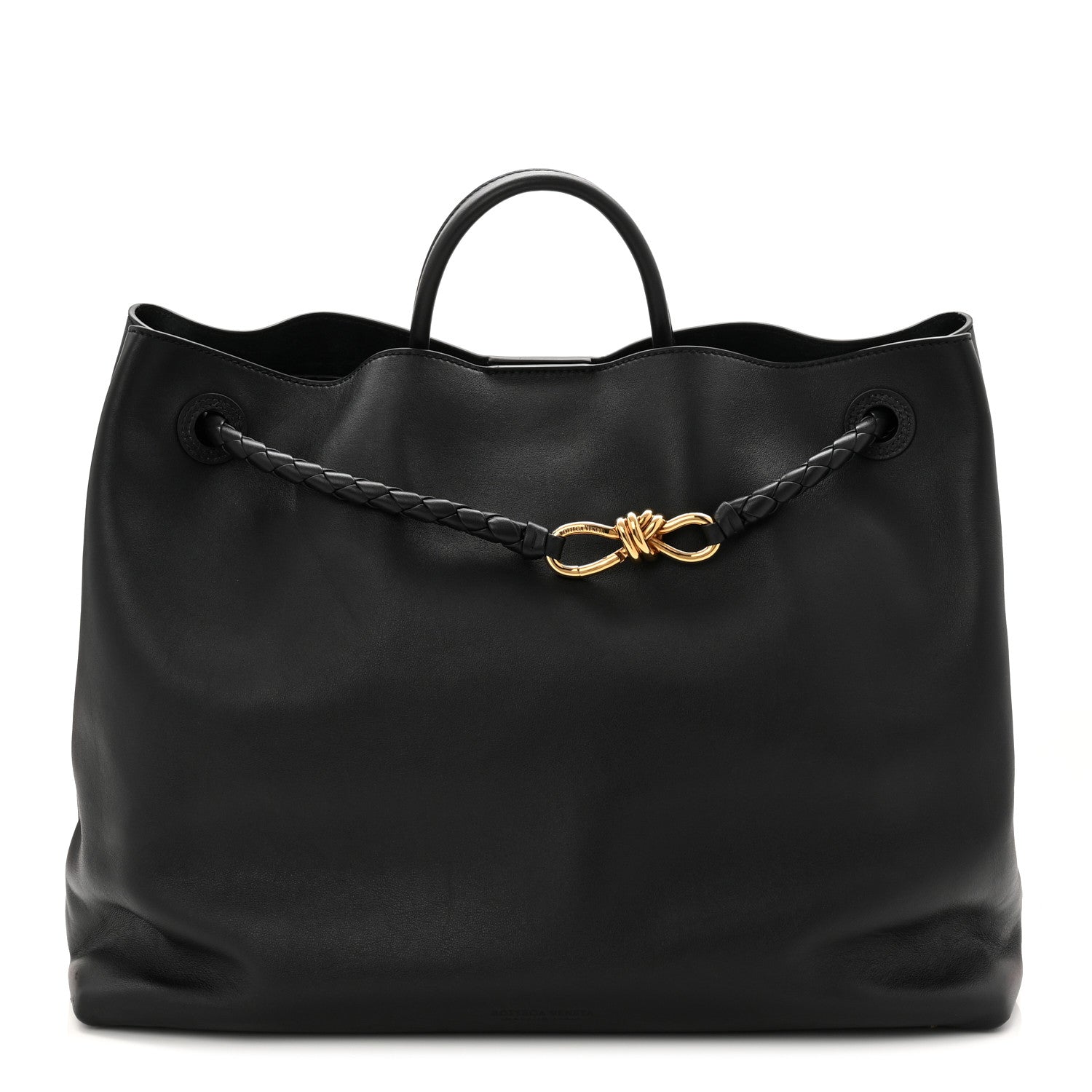 Bottega Veneta Silky Calfskin Large Andiamo Shoulder Bag Black 1 of 10