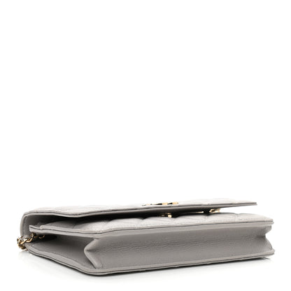 Chanel Caviar Quilted Studded CC Wallet On Chain WOC Grey 4 of 12
