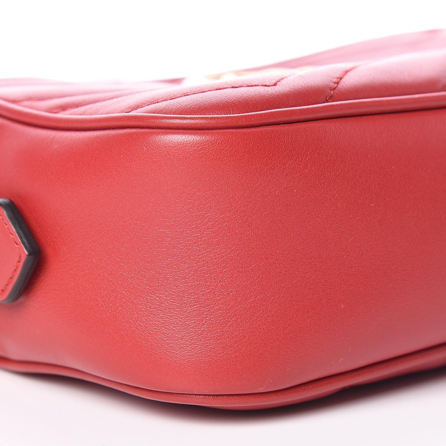 Gucci Calfskin Matelasse Mini GG Marmont Chain Shoulder Bag Hibiscus Red 8 of 10