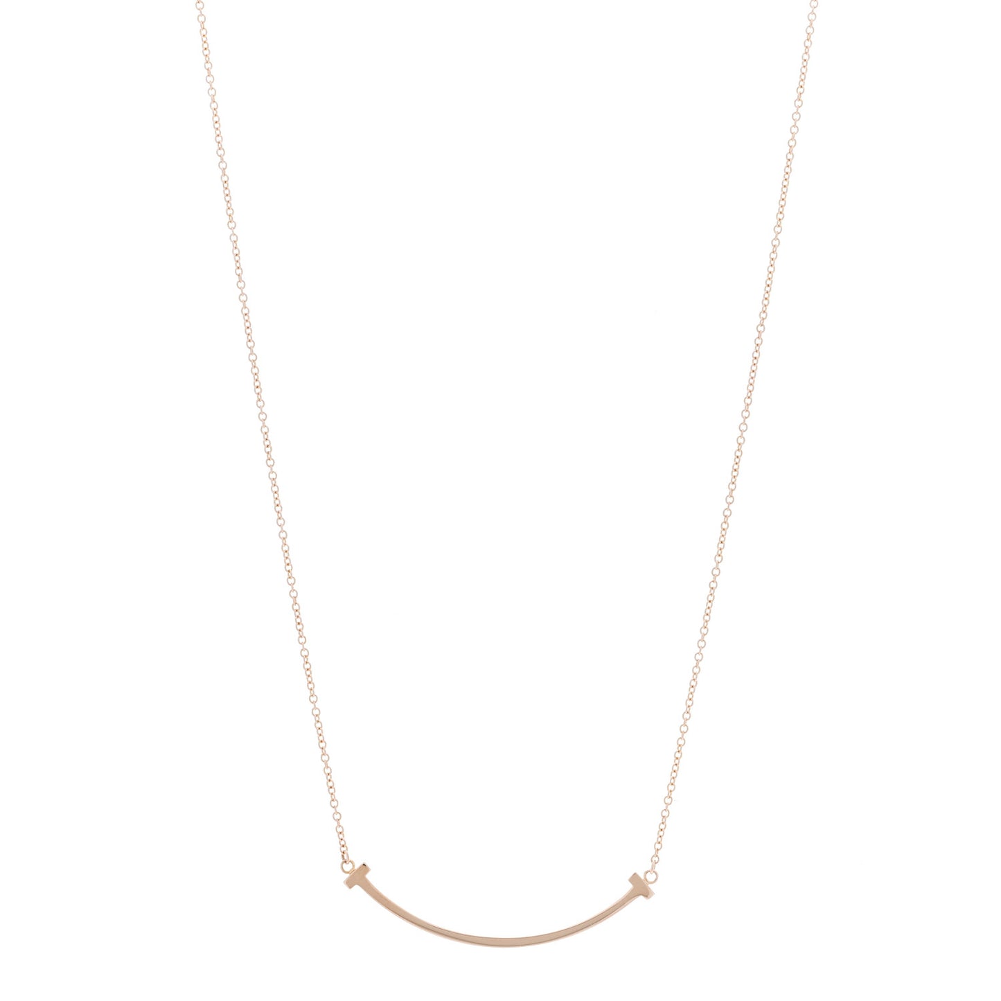 18K Rose Gold Small T Smile Pendant Necklace