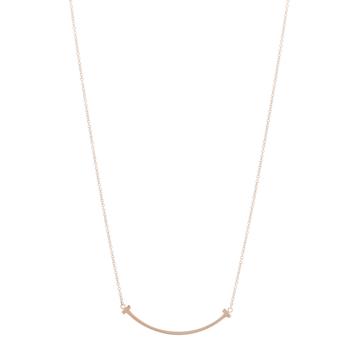 Tiffany 18K Rose Gold Small T Smile Pendant Necklace 1 of 5