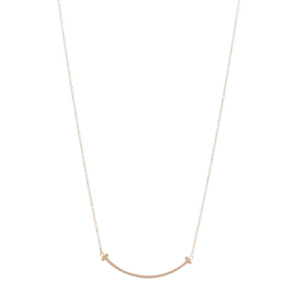 Tiffany 18K Rose Gold Small T Smile Pendant Necklace 1 of 5