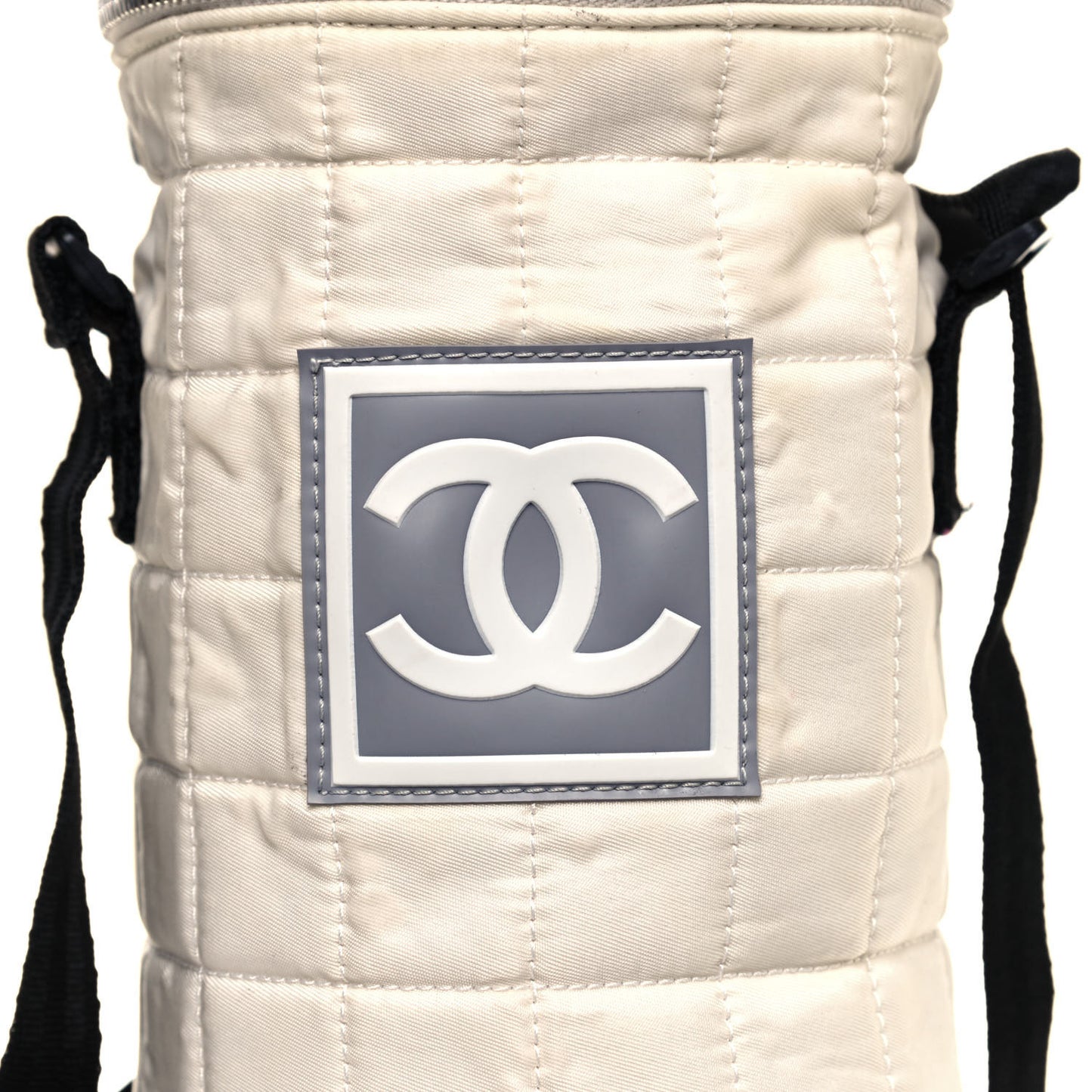 Nylon Quilted Sport Logo Crossbody Tote White