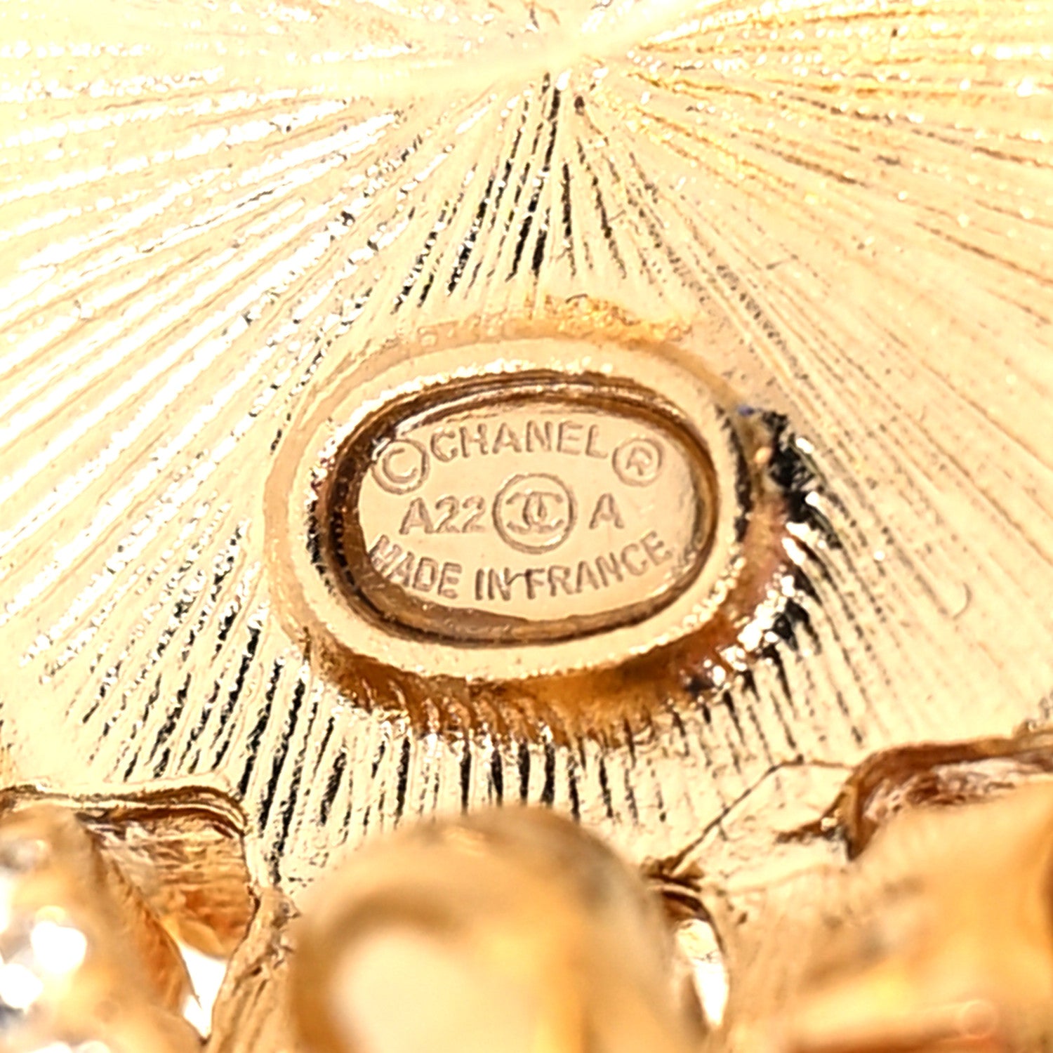 Chanel Metal Crystal CC Drop Earrings Gold 4 of 4