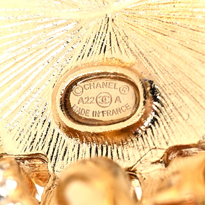 Chanel Metal Crystal CC Drop Earrings Gold 4 of 4