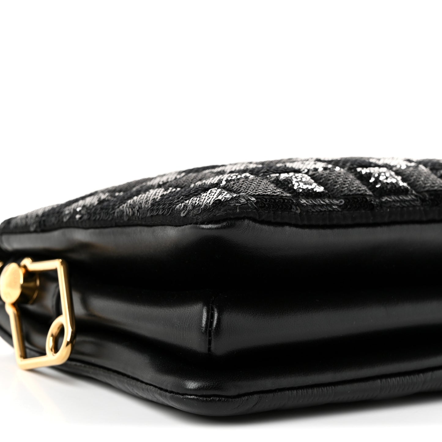 Satin Sequin Embroidered Damier Coussin BB Black
