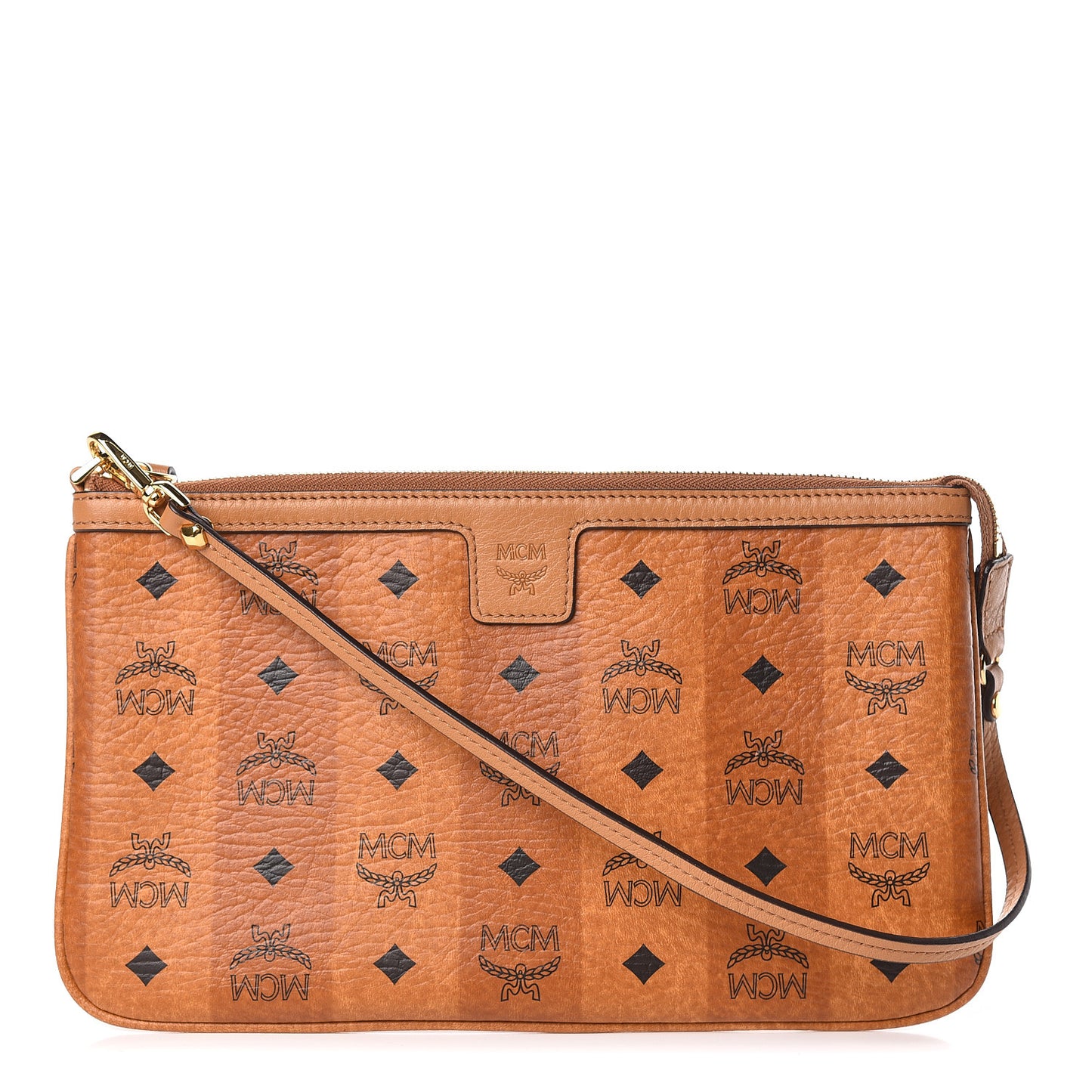 Striped Visetos Pouch Cognac