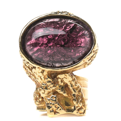 Saint Laurent Glass Cabochon Arty Ovale Ring 5 Gold Pink 1 of 4