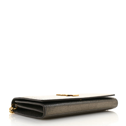 Saint Laurent Grained Metallic Calfskin Monogram Chain Wallet Bronze 4 of 17
