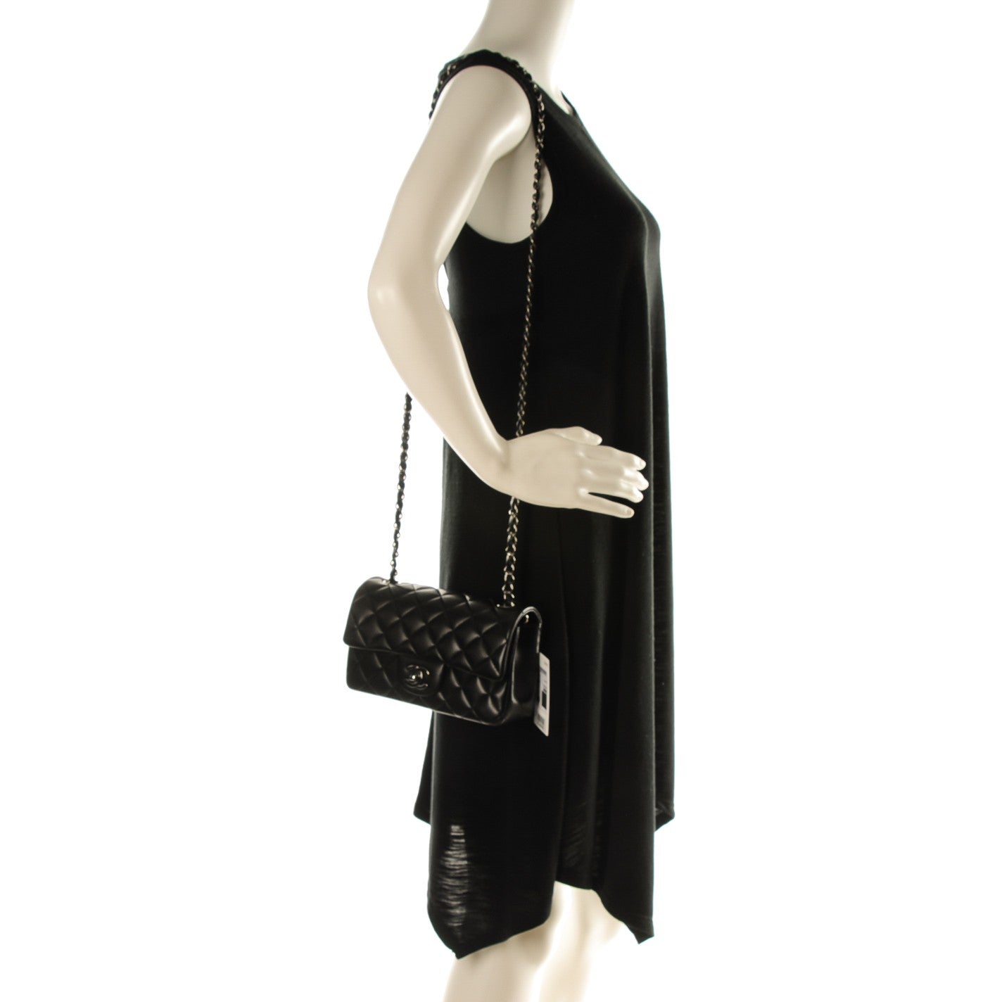 Lambskin Quilted Mini Rectangular Flap Black