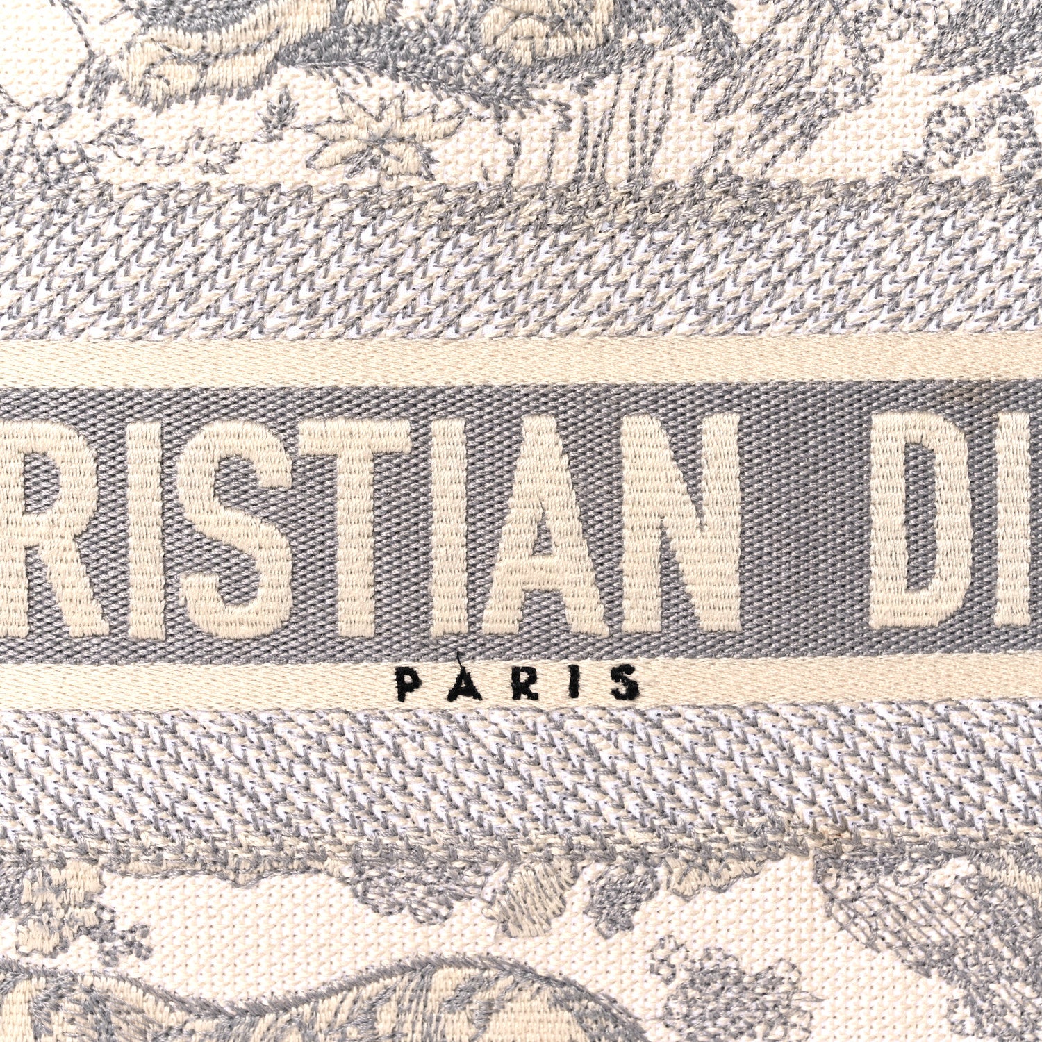 Christian Dior Canvas Embroidered Medium Dioriviera Toile De Jouy Book Tote Gray 12 of 14