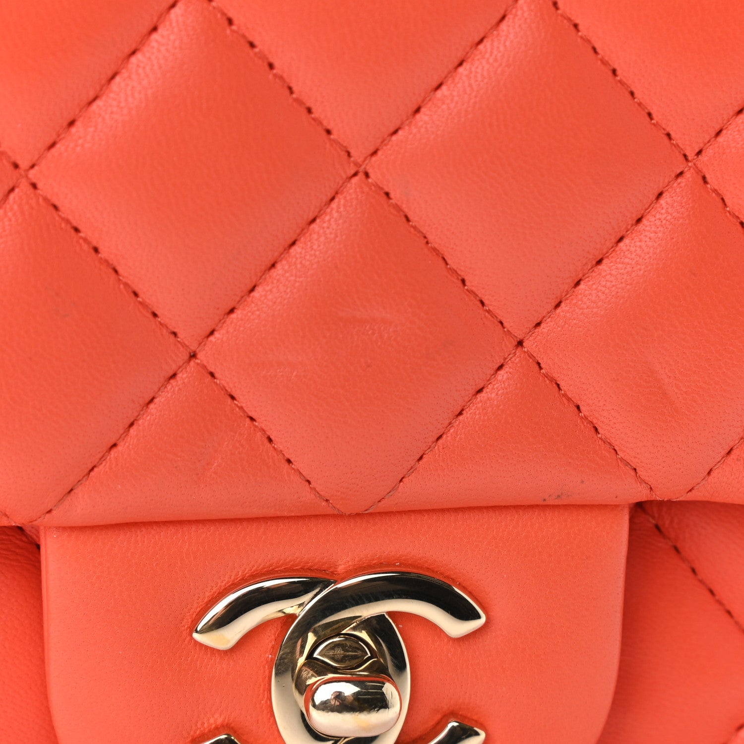 Chanel Lambskin Quilted Mini Square Flap Light Orange 11 of 13