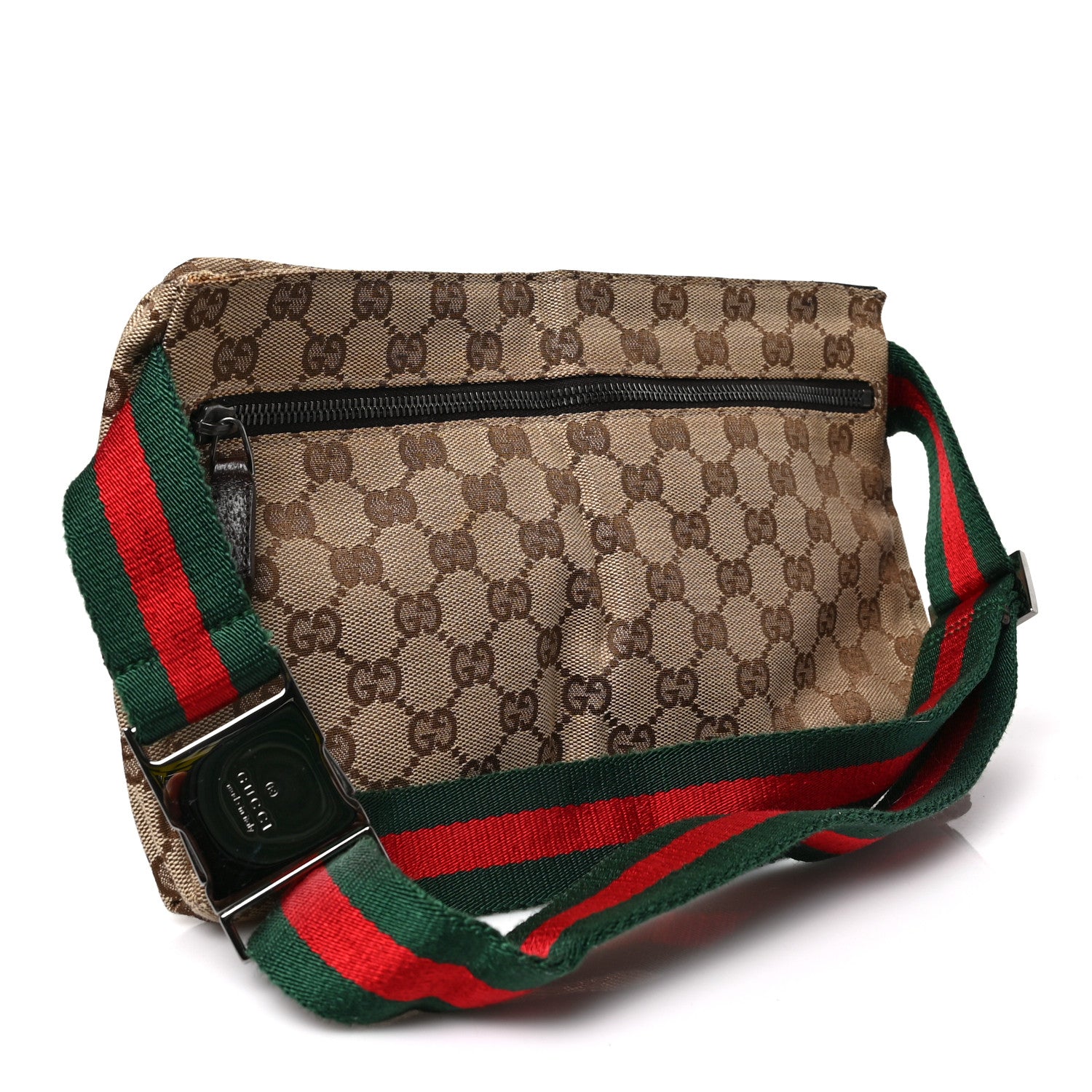 Gucci GG Monogram Web Double Pocket Belt Bag Dark Brown 3 of 8
