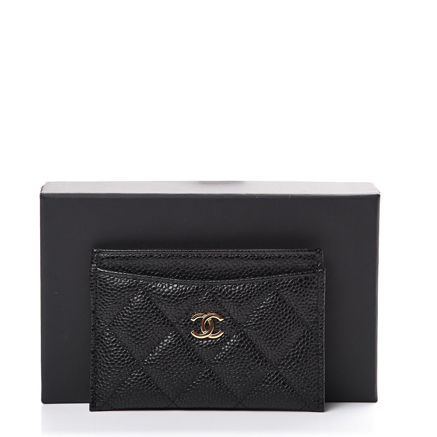 Caviar Quilted Card Holder Black