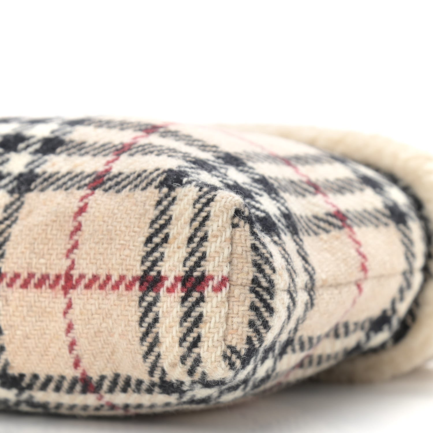 Burberry Shearling Wool Check Bag Beige 8 of 8