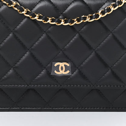 Chanel Lambskin Quilted Wallet On Chain WOC Black 9 of 13