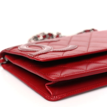 Chanel Calfskin Quilted Cambon Wallet On Chain WOC Red 10 of 11