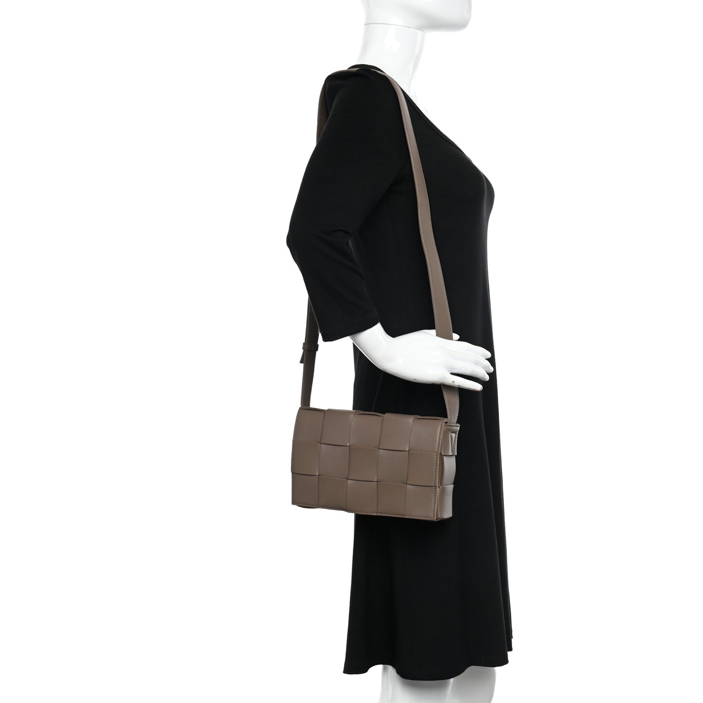 Lambskin Maxi Intrecciato Cassette Crossbody Bag Taupe Grey