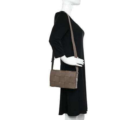 Bottega Veneta Lambskin Maxi Intrecciato Cassette Crossbody Bag Taupe Grey 2 of 10