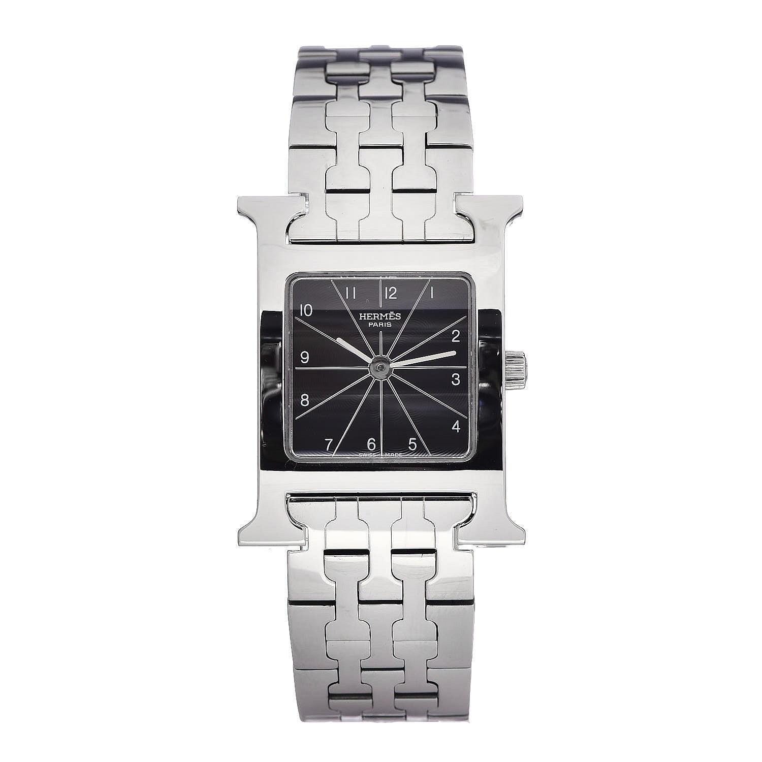 Hermes Stainless Steel 21mm Heure H Hour Quartz Watch Black 1 of 6