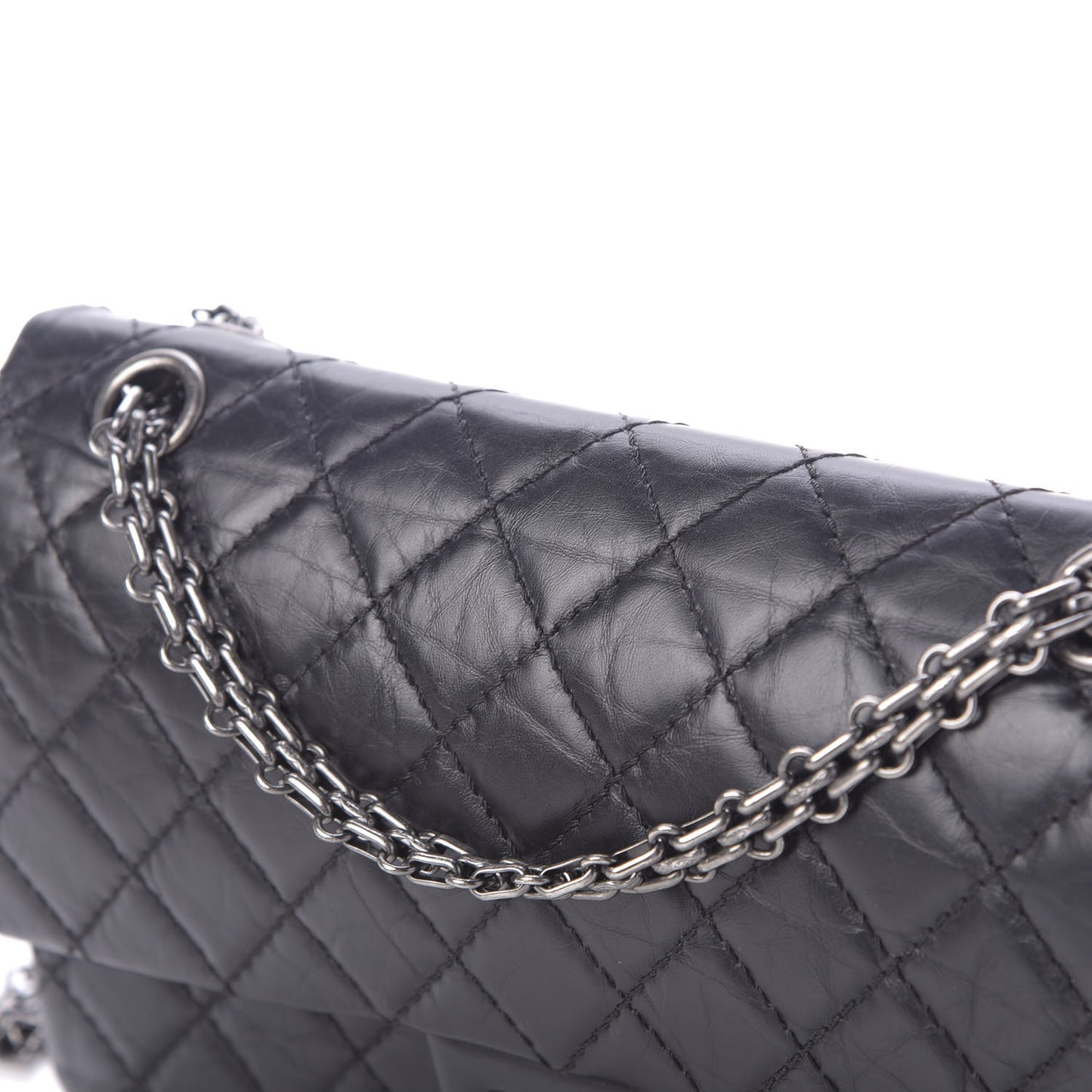 Aged Calfskin Quilted 2.55 Reissue 225 Flap Black