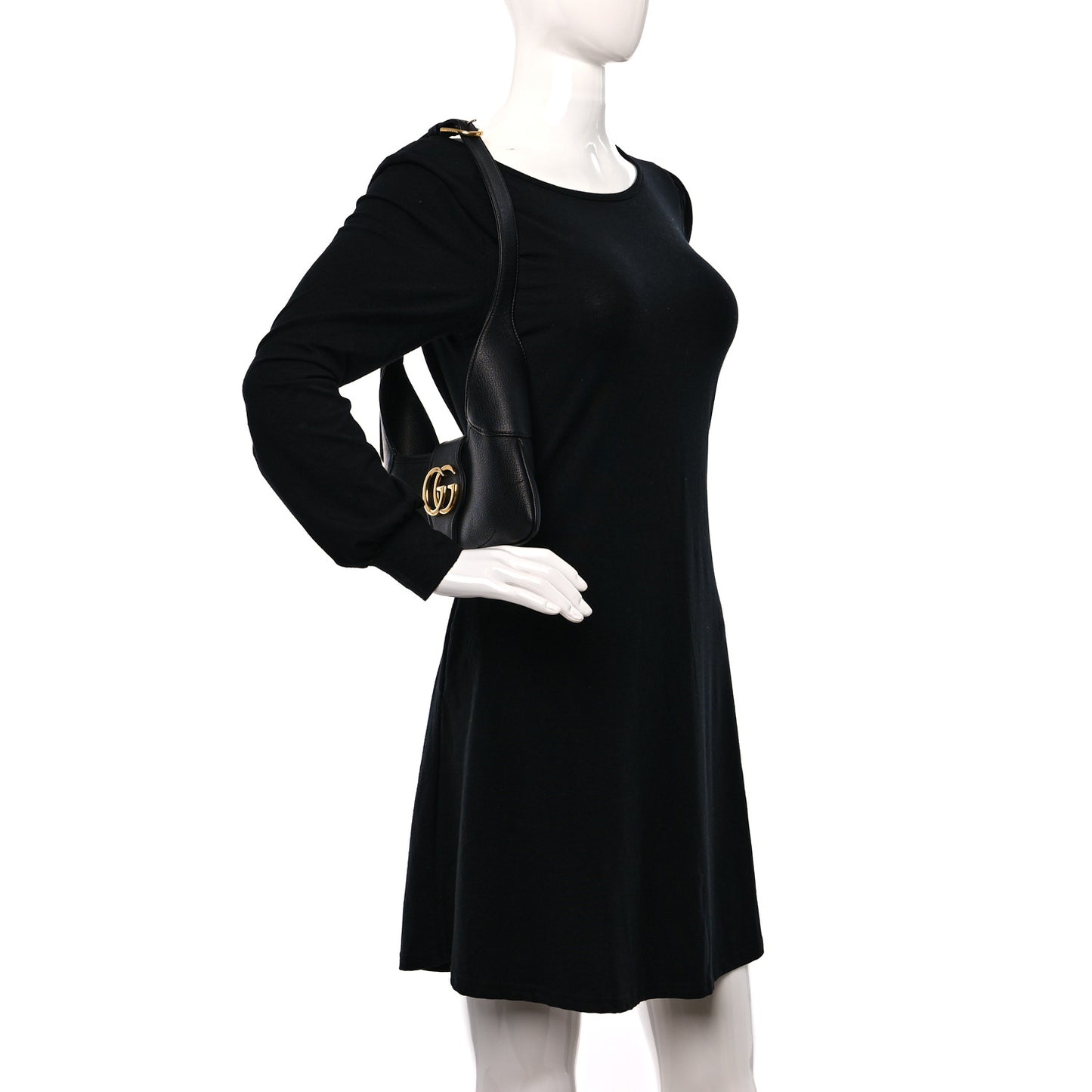 Goatskin Small GG Aphrodite Shoulder Bag Black