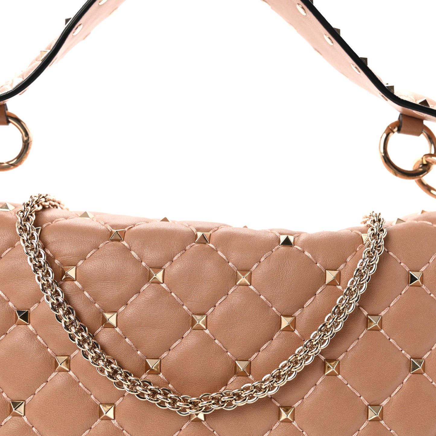 Nappa Large Rockstud Spike Shoulder Bag Poudre