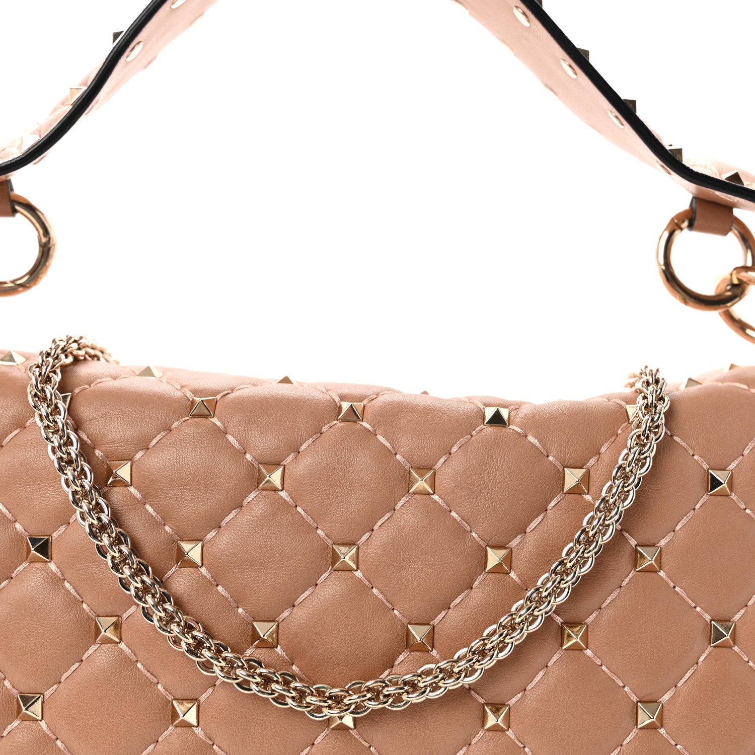 Valentino Garavani Nappa Large Rockstud Spike Shoulder Bag Poudre 7 of 9