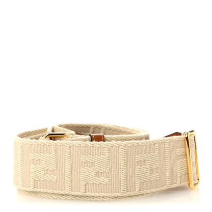 Fendi Jacquard Ribbon Vitello King FF Bi-Color Intreccio Adjustable Strap You Beige Tan 2 of 5